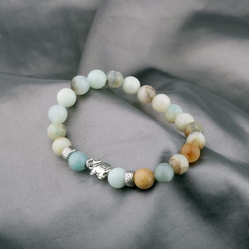 Image of FUSTMW Elephant Gifts Bracelet Friendship Gifts Elephant Charm Natural Stone Bracelet Inspirational Gifts