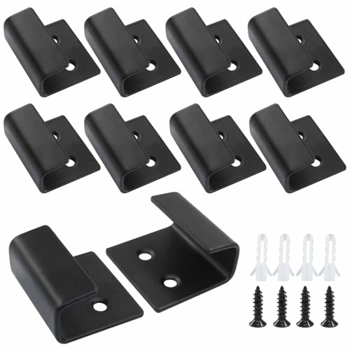 Image of Bivethoi 10 Pcs Tile Display Wall Hanger, Medium Size, Black | Stainless Steel, Wall Mount Brackets Hook, Heavy Duty, For Mirrors, Picture Frame Ceramic Wall Display