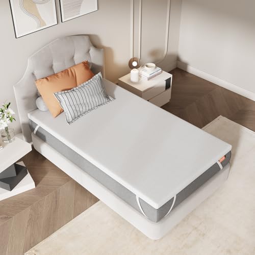 Sweetnight Topper Colchón con Espuma de Memoria en Gel, 90x190 cm, Grosor de 7,5 cm, con Fondo Antideslizante, Sobrecolchón de Espuma Soportiva con Tejido Suave y Transpirable, Extraíble y Lavable