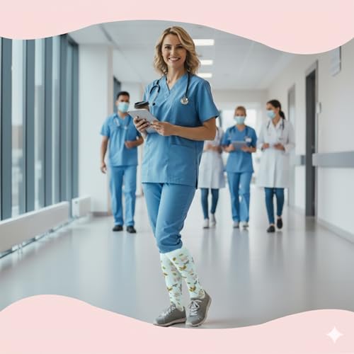 Image of Sooverki Compression Socks for Women & Men 6 Pairs is Best Supportive Knee High Stockings for Circulation, Travel, Nurses