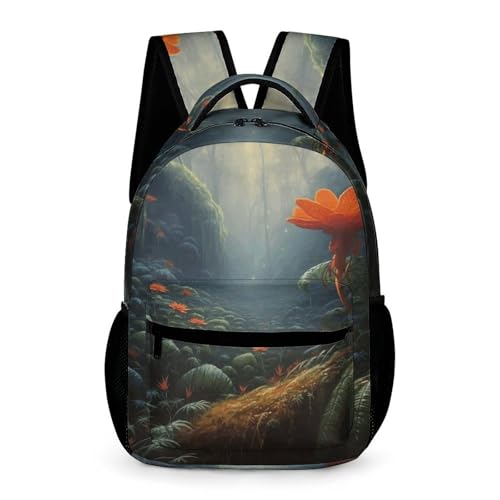 An Orange Blossom Backpack for Travel, Ultra Durable Small Bookbag Lightweight Daypack for Women Men