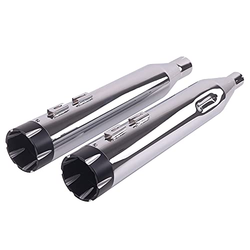Sharkroad Chrome 4.5 Inch Slip On Muffler Exhaust For Harley Touring 2017-Up,Harley Muffler For Street Glide, Road Glide, Road King, Electra Glide With 25Cb Tips #TOP3