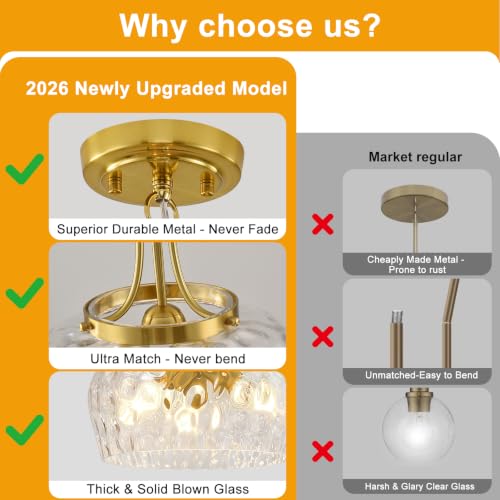 Image of Modern Pendant Lights Kitchen Island, 3-Light Gold Pendant Light Fixtures with 14.2 inch Clear Hammered Glass Shade, Industrial Hanging Pendant Lights Fixture for Kitchen Island, Dining Room, Entryway