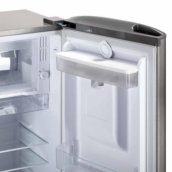 Compact Refrigerator With Humidity-Controlled Crisper, Water Dispenser, And Reversible Door – Stainless Steel Finish on Fridge.com - View 4