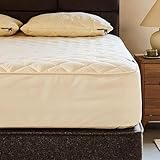 Woolroom Deluxe King Size Mattress Protector Quilted 35cm Fitted Skirt, Certified Anti Allergy Heat Regulating Bed Bug Dust Mite Proof Machine Washable 100% British Wool Organic Cotton, 30 Night Trial