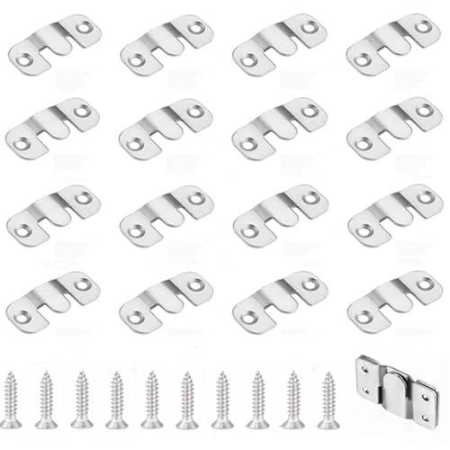 Image of 8 Set Stainless Steel Flush Mount Bracket-Picture Hangers-Headboard Wall Mount Hardware-Wall Mount Hardware- Interlocking Z Clips (1.69 x 0.75 x 0.08 inch Silver)