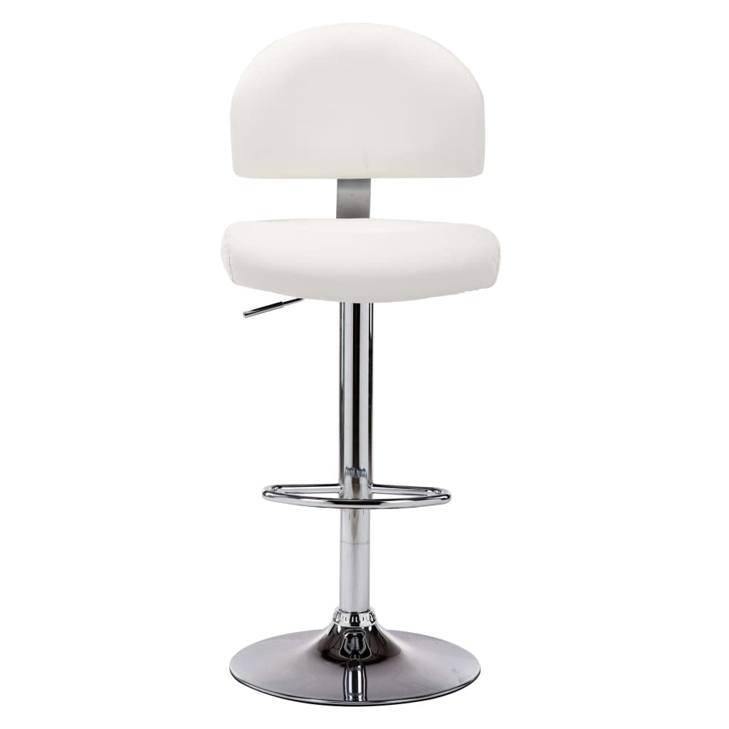 Taburete de bar ergonómico para mayor comodidad con funda de piel sintética blanca y muelle de gas, taburete giratorio con reposapiés y altura regulable, diseño atemporal