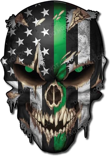 Image of Military Sticker - Premium Skull Stickers for Trucks and Cars - American Flag Stickers with White Reflective Eyes Skull - Cool and Unique Sniper Stickers and Large Decal USA