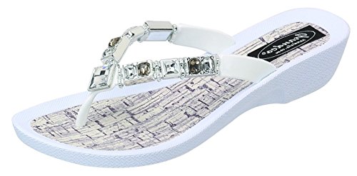 Grandco Women's Flawless Thong Sandals, White, 7 #TOP17
