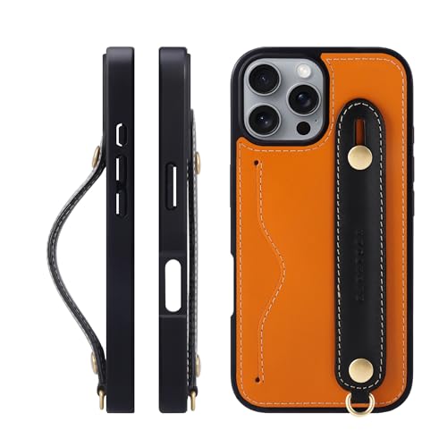 HANATORA for iPhone 16ProMax �P�[�X �{�v �ϏՌ� �w�ʃx���g �X�g���b�v�����O �X�}�z�P�[�X �X�}�z �X�^���h�@�\ �l�b�N�X�g���b�v �t�� �C�^���A�����U�[ �M�t�g �I�����W+�u���b�N CGH-16ProMax-Orange-