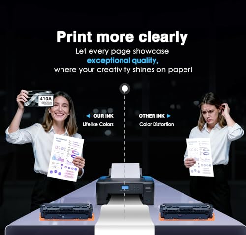 Image of 410A Black Toner Cartridges with Chip Replacement for HP 410A 410X Toner Color Laser Jet Pro MFP M477fnw Toner M477fdw M477fdn M452dn M452nw M477 M377 Printer 2 Pack