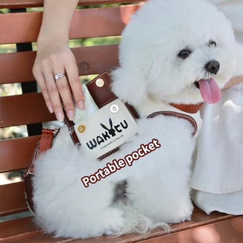 Wakytu Dog Lift Harness Dog Carrier VES Harness Adjustable Leash with Small Puppy Treat Bag,Fits Most Cars,S?4-8 LBS