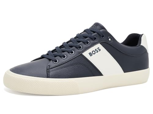 Image of BOSS Men's Aiden Logo Block Leather Low Top Sneakers