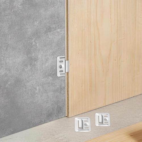 Image of Angoily 300 Pcs Wall Panel Buckle Clamp Stainless Steel Furniture Buckle Fixing Piece for Integrated Wall Panel Home Improvement
