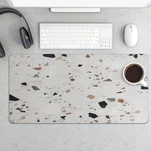 White Terrazzo Desk Pad con base de goma antideslizante 30x60 cm miniatura 5