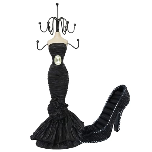 WE Jewlery Display Shoe Ring Holder Black 2 PCS Set - Mannequin Necklace Display Orgaziner
