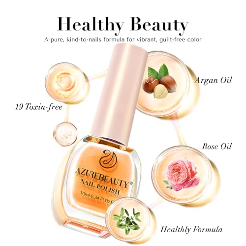 Image of AZUREBEAUTY Nail Polish Set, 4 Colors Flash Reactive Shimmer Glitter Neon Pink Orange Green Purple Spring Summer Long Lasting Quick Dry Natural Fingernail Lacquer Strengthening Kit with Top Coat