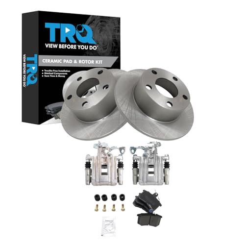 Image of TRQ Rear Brake Pad and Rotor Set Ceramic Calipers Compatible with 1998 Audi A6