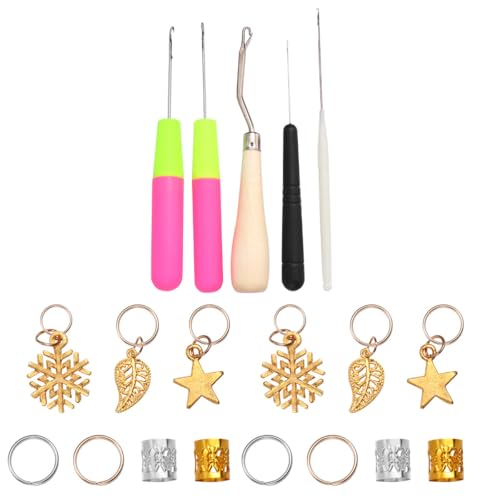 TEHAUX Juego de 68 Agujas Metálicas para Tejer Rastas Set de Ganchos para Trenzado de Cabello Pasadores Decorativos para Mujer Herramienta Creativa para Peinados de Trenzas