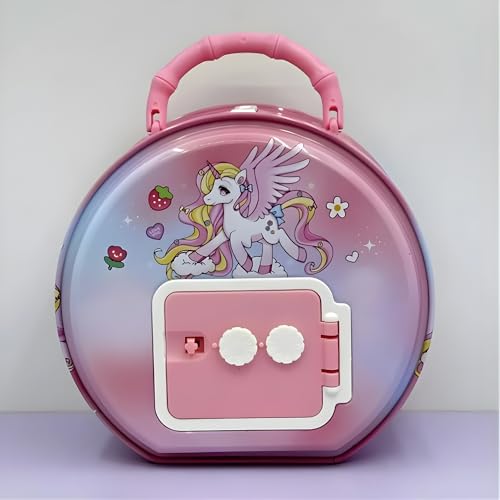Image of Crackles Unicorn Password Piggy Bank for Kids | Metal Money Bank with Manual Dial Code (00 Default) | Cute Coin Box, Gullak, Kitty Bank, Return Gift for Girls & Boys, Unicorn Safe Box- Random Color