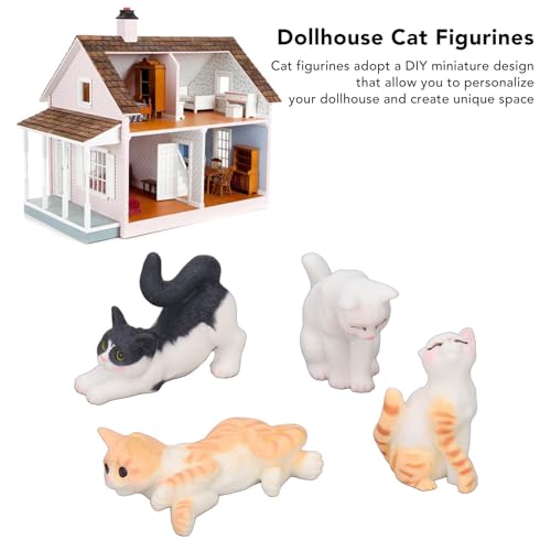 4 Unidades de Figura de Gato Em Miniatura Fofa, Brinquedos de Personagens de Gato Animal, Conjunto d