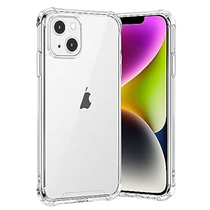 Gueche Hoesje voor iPhone 14, Zachte Siliconen Bumper Case, Antislip & Valbeveiliging, Schokabsorptie Transparante Beschermhoes, kristal (Transparant)