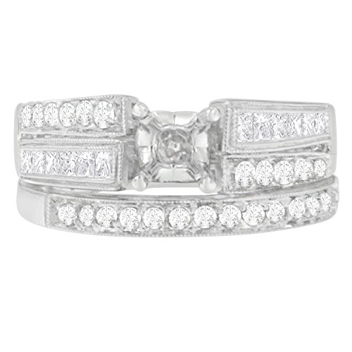 14K White Gold Semi set Round and Princess Cut Diamond Ring (3/4 cttw, H-I Color, SI2-I1 Clarity)