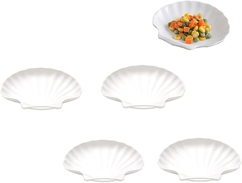 Leoyoubei Juego de 4 platos de salsa de porcelana blanca de 5 pulgadas para sushi, salsa de soja, salsa de tomate, mostaza de miel, condimentos para