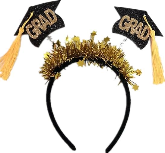 Graduation Hat Headband, Mini Bachelor Cap Headband with Yellow Tassels 2024 Graduation Dress Up Costume Accessory Graduation Decorations Supplies