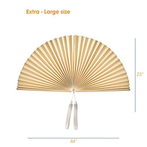 Kolwoven Rustic Fan Wall Decor - Over Bed Wall Decor - Bedroom Wall Decor Above Bed - Giant Bamboo Fan- Wall Pediment - Beautiful Wall Art For Apartment, Room, Home Decoration (Extra Large 47''X24'', Ivory) #TOP3