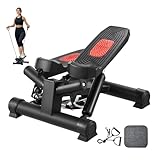 Mini Stepper for Exercise, Stair Stepper with Resistance Bands, Home Gym Cardio Equipment, LCD Monitor, Adjustable Tension, 330lbs Capacity