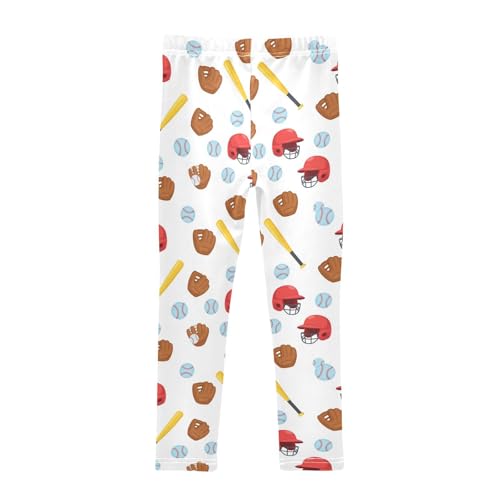 Girls Leggings Size 4T Baseball White Stretchy Breathable Tights Girl Yoga Pants for Gymnastics Dance2