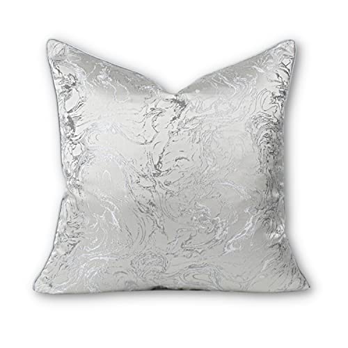 MADELES Housse De Coussin Décorative Texturé Moderne Décoration Canapé Salon Lit Style Jacquard Américain Doré Argenté Champagne Gris 50x50cm (Gris Argenté)