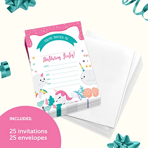 Tarjetas de invitación de narvales infantiles Desert Cactus con sobres 2