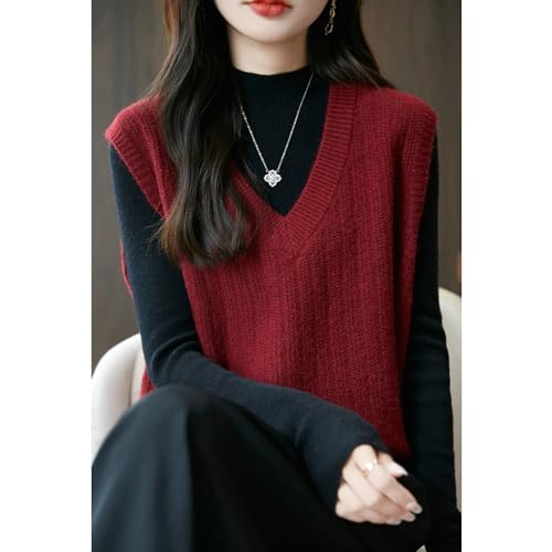 Image of Blostirno Women's Sweater Vest V Neck Sleeveless Solid Trendy Ribbed Knit Pullover Sweaters Crochet Flower Tank Tops