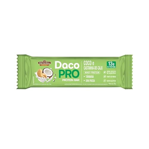 DaColônia DacoPro Barra Proteica Coco & Castanha Display 12 Unidades – Lanche Saudável com Proteína Vegetal, sem Whey, Prático para o Dia a
