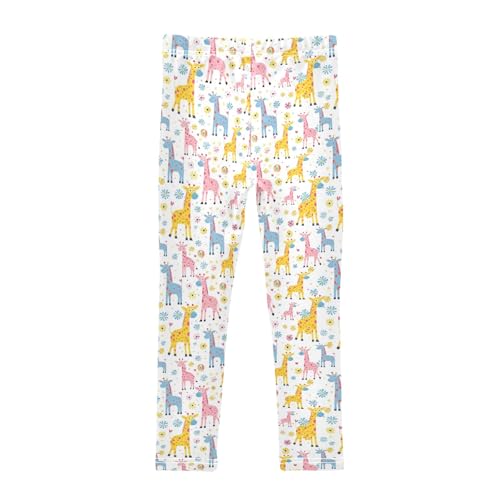 Colorful Cartoon Giraffe Girls Leggings Kids Yoga Pants Athletic Tights Pants 4-10 Years2