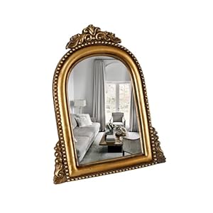 Barock-Spiegel, goldfarben, mit Rahmen aus Kunstharz, 24,4 x 16,5 cm