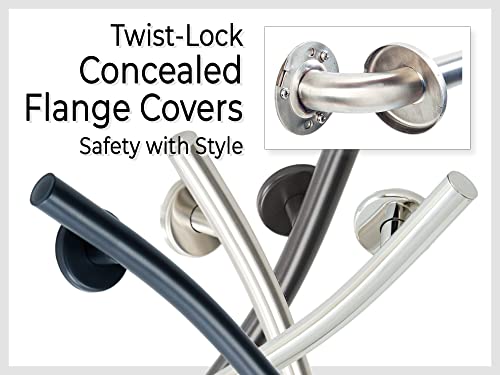 Wave Grab Bar - Type 304 Stainless Steel/Curved Ada Safety Handrail For Shower Bathroom Home/Elderly Handicap/Left/Polished Chrome / 24" #TOP2