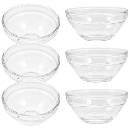 Milisten Cuencos de Vidrio Transparentes Apilables para Postres y Aperitivos, 6 Piezas, Tazones Pequeños de Vidrio para Pudín, Ensaladeras de Cristal para Cocina y Uso en Pascua
