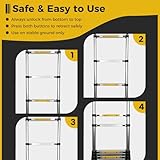 EASelect Telescopic Ladder 3.2M Aluminium Extension Loft Ladder with Stabilizer Bar, Non-Slip Feet and Detachable Hooks, EN131, Portable Extendable Folding Ladders for Roof, Attic, Caravan - Image 4