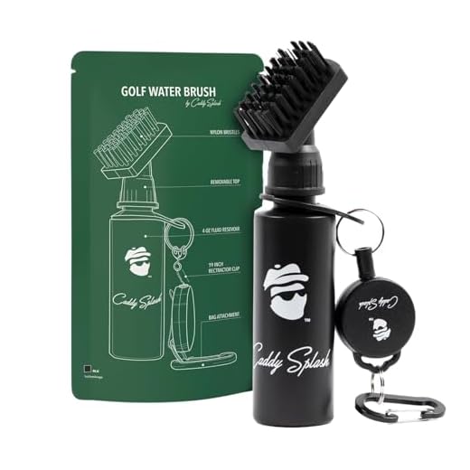 Caddy Splash Golf Water Brush - Retractable Brush with Nylon-Bristles Head - Wide Cleaning Coverage - Anti-Leak Reservoir Tube - Squeeze Bottle for Easy Cleaning - 7.5 Inches, Holds 4 Ounces of Water