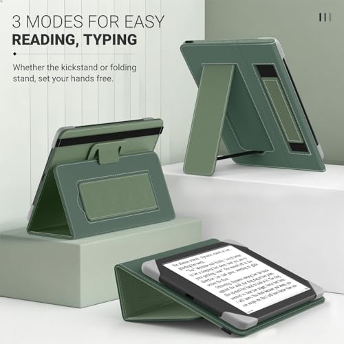 MoKo Universal Case for 6 inch Kindle eReaders and Tablets, Kindle/Kobo/Tolino/Pocketook/Sony E-Book Tablet, Lightweight PU Leather Folio Cover Case with Hand Strap & Kickstand, Celadon by MoKo - Used condition - Image 5