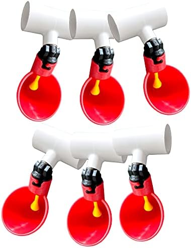 Hfarming Chicken Waterer Cups, Pack of 6 Chicken Waterer PVC Tee Fittings, with 1/8 Inch FTP Threads, Automatic Chicken Waterer for Chicken Ducks Quail Bird