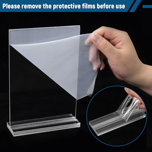 Image of Dynta 18 Pack Acrylic Sign Holder 5x7 Inches Clear Picture Frame Vertical Table Double Sided Menu Flyer Holder T Shape Plastic Display Stand for Office Restaurant Store Wedding Party