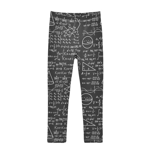 VIGTRO Girls Leggings Soft Comfortable Study Math Equation Printed Kids Pants, Blackboard for Yoga Dancing Sports Size 9-10T Multicolor