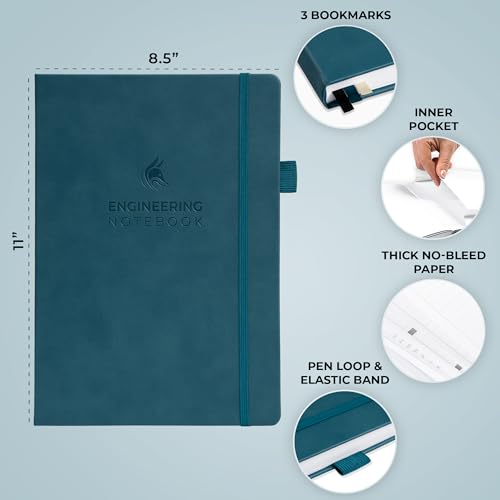 Carnet d'ingénierie Clever Fox bleu sarcelle rigide pour STEM