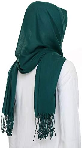 GURJHONS Turkish Prayer Rug with Pashmina Shawl Wrap Scarf and 99 Beads Muhammad Allah TASBIH, Zikir, Haj, Tasbeeh, Subha, Misbaha Beads (HALE) (Green)