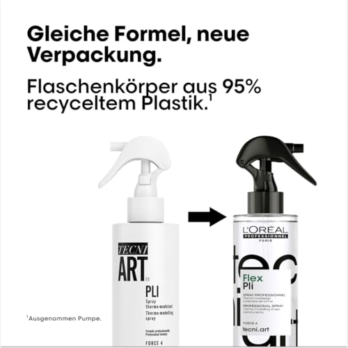 L'Oréal Professionnel Paris Tecni.ART Pli Shaper Thermo-Spray, Haarspray starker Halt, ohne Verkleben, fixiert Frisuren langanhaltend, Styling-Spray mit Hitzeschutz & Memory-Effekt, Aloe, 190 ml