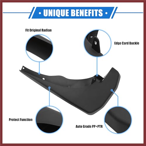 Image of Mud Flaps Kit Compatible for Nissan Frontier 2005-2023, Quality Plastic Black Front and Rear Splash Guards Replace Parts